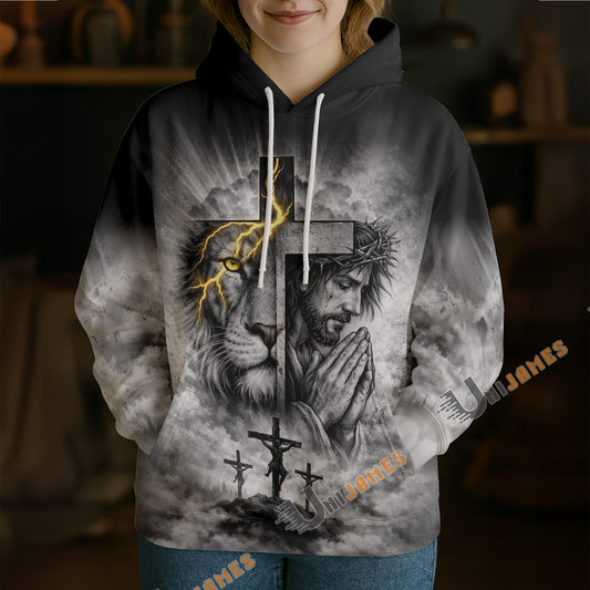Unijames God Lion Cross 3D Hoodie