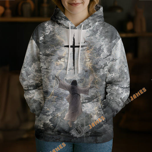 Unijames God Lion Cross On Sky 3D Hoodie