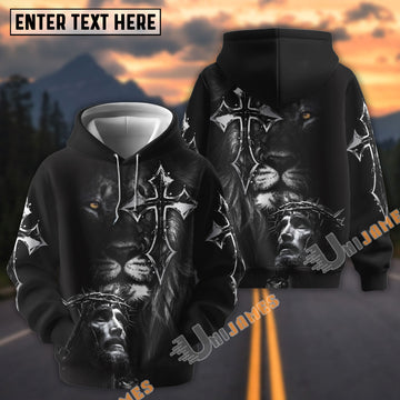 Unijames God Lion Cross Black Art 3D Hoodie