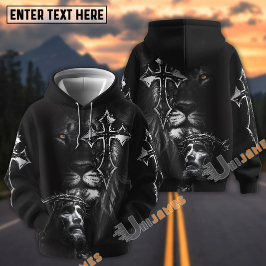 Unijames God Lion Cross Black Art 3D Hoodie