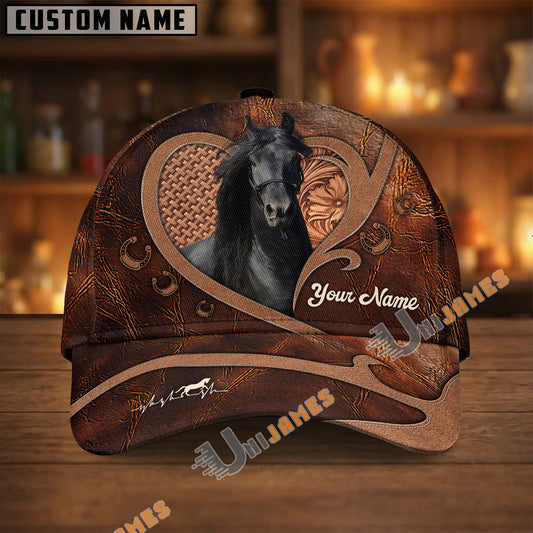 Unijames Friesian Dark Brown Heart Craving Personalized Name Cap