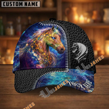 Unijames Palomino Galaxy Cosmic Black Leather Pattern Personalized Name Cap