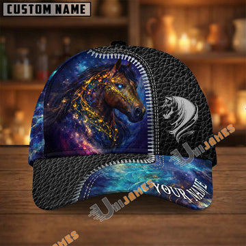 Unijames American Quarter Galaxy Cosmic Black Leather Pattern Personalized Name Cap