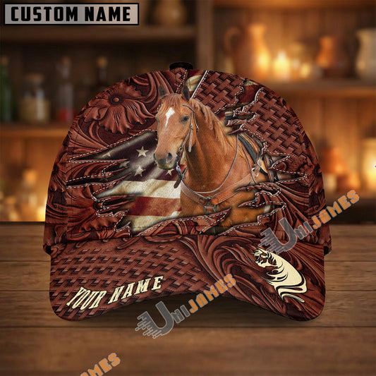 Unijames Personalized Horse Carving Brown Pattern Style Cap (9 Breeds)