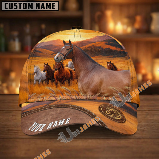 Unijames Personalized Horse Herd Sunset Background Cap (9 Breeds)
