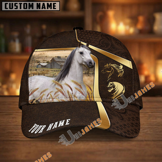 Unijames Personalized Horse Dark Brown Carving Gold Line Pattern Cap (9 Breeds)