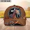 Unijames Personalized Horse Portrait with Horseshoe Frame Western Tooled Leather Pattern Cap (9 Breeds)