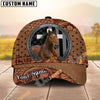 Unijames Personalized Horse Portrait with Horseshoe Frame Western Tooled Leather Pattern Cap (9 Breeds)
