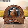 Unijames Personalized Horse Portrait with Horseshoe Frame Western Tooled Leather Pattern Cap (9 Breeds)