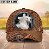 Unijames Personalized Horse Portrait with Horseshoe Frame Western Tooled Leather Pattern Cap (9 Breeds)