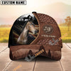 Unijames Personalized Horse Close-Up with Wild Horse Silhouette Mountain Scene Leather Panel Cap (9 Breeds)