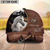 Unijames Personalized Horse Close-Up with Wild Horse Silhouette Mountain Scene Leather Panel Cap (9 Breeds)