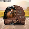 Unijames Personalized Horse Close-Up with Wild Horse Silhouette Mountain Scene Leather Panel Cap (9 Breeds)