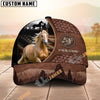 Unijames Personalized Horse Close-Up with Wild Horse Silhouette Mountain Scene Leather Panel Cap (9 Breeds)