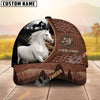 Unijames Personalized Horse Close-Up with Wild Horse Silhouette Mountain Scene Leather Panel Cap (9 Breeds)