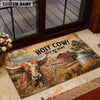 Uni Rustic Holy Cow! You're Here Red Barn Milk Can Custom Name And Year Cow Welcome Doormat (10 Breeds)