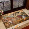 Uni Rustic Holy Cow! You're Here Red Barn Milk Can Custom Name And Year Cow Welcome Doormat (10 Breeds)