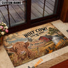 Uni Rustic Holy Cow! You're Here Red Barn Milk Can Custom Name And Year Cow Welcome Doormat (10 Breeds)