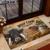 Uni Rustic Holy Cow! You're Here Red Barn Milk Can Custom Name And Year Cow Welcome Doormat (10 Breeds)