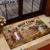 Uni Rustic Holy Cow! You're Here Red Barn Milk Can Custom Name And Year Cow Welcome Doormat (10 Breeds)