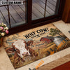 Uni Rustic Holy Cow! You're Here Red Barn Milk Can Custom Name And Year Cow Welcome Doormat (10 Breeds)