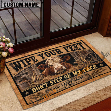 Uni Don't Step On My Face Custom Name And Year Cow Welcome Doormat (10 Breeds)