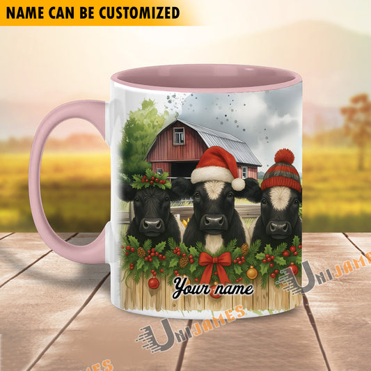 Uni Personalized Christmas Farmhouse Holiday Gift Cow Mug