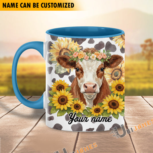 Uni Personalized Blooming Herd Custom Cow & Sunflower Mug