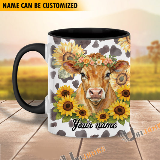 Uni Personalized Blooming Herd Custom Cow & Sunflower Mug