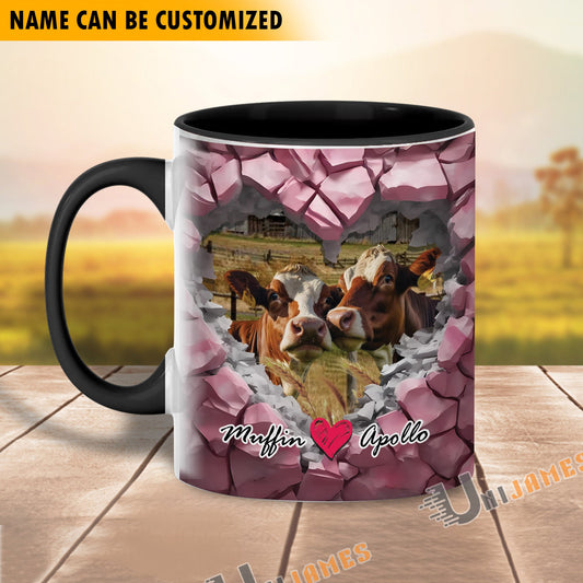 Uni Holstein Couple Personalized Name Two Tone Mug