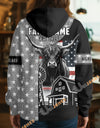Uni Personalized American Flag Ranch Pattern Name & Farm Name Cattle Hoodie