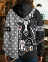 Uni Personalized American Flag Ranch Pattern Name & Farm Name Cattle Hoodie
