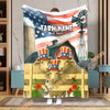 Uni Personalized Farm Name Blanket with American Flag & Cow