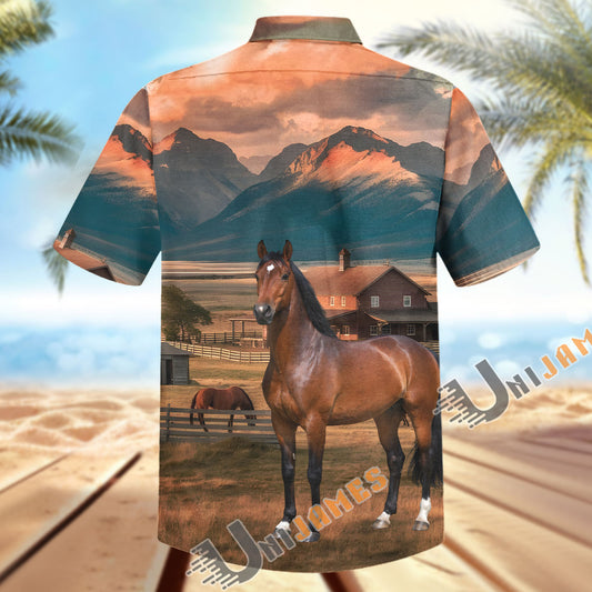 Unijames Personalized Warmblood Horse Farm Hawaiian Shirt