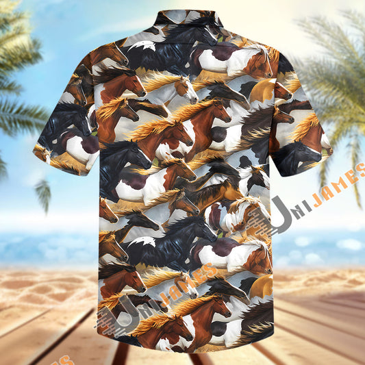Unijames Wild Horse Herd Running Pattern Hawaiian Shirt