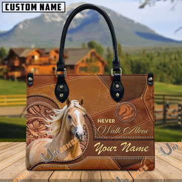 Unijames Palomino Never Walk Alone Custom Name 3D Leather Handbag