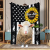 Uni Personalized Sunflowers & Cattle USA Flag Farm Blanket (10 Cattle Breeds)