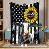 Uni Personalized Sunflowers & Cattle USA Flag Farm Blanket (10 Cattle Breeds)