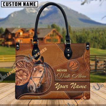 Unijames Warmblood Never Walk Alone Custom Name 3D Leather Handbag