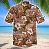 Unijames Hippie Camping Van Brown Hibiscus Hawaiian Shirt