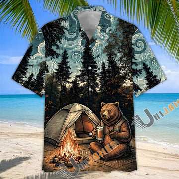 Unijames I Love Camping Alone Bear Hawaiian Shirt