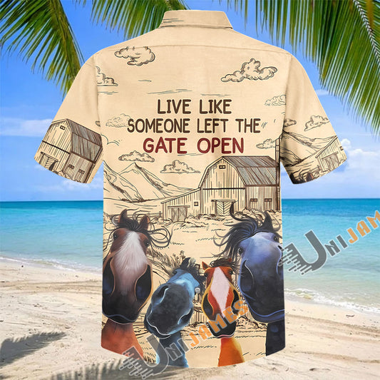 Unijames Open Gate Cowboy Horse Hawaiian Shirt