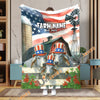 Uni Personalized Farm Name Blanket with American Flag & Cow