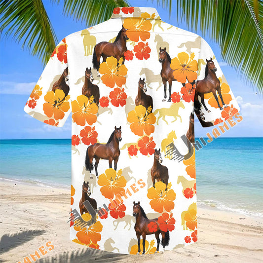 Unijames Tropical Bay Warmblood Horse Floral Hawaiian Shirt