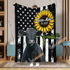 Uni Personalized Sunflowers & Cattle USA Flag Farm Blanket (10 Cattle Breeds)