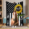Uni Personalized Sunflowers & Cattle USA Flag Farm Blanket (10 Cattle Breeds)