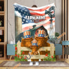 Uni Personalized Farm Name Blanket with American Flag & Cow