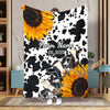Uni Personalized Sunflowers & Cattle – Personalized Farmhouse Blanket (10 Cattle Breeds)