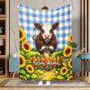 Uni Sunflower Baby Cow Personalized Farm Blanket (10 Cattle Breeds)