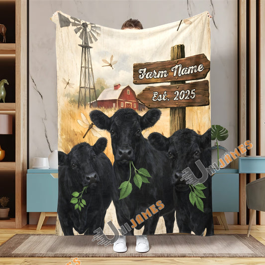 Uni Cow Country Herd Farm Personalized Blanket (10 Cattle Breeds)